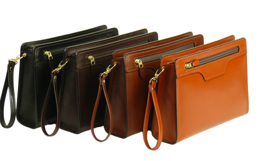 スマホ収納ポケット付きの本革メンズポーチ【テレポーチ