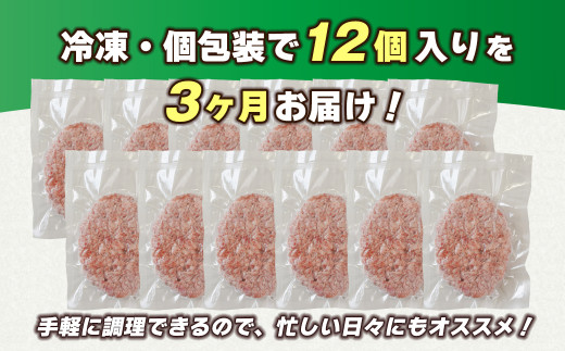 【定期便3ヶ月】淡路島 極味ハンバーグ 150g×12個　　[牛肉10