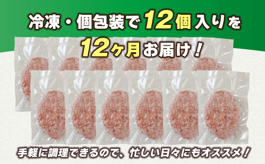 【定期便12ヶ月】淡路島 極味ハンバーグ 150g×12個　　[牛肉1
