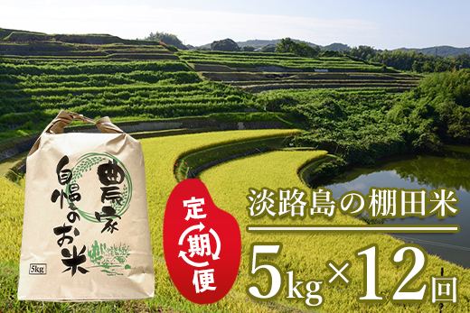 【定期便】淡路島の棚田米　5kg×12回（毎月発送）　精米 白
