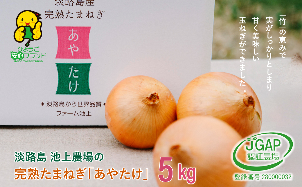 淡路島　池上農場の完熟たまねぎ「あやたけ」5kg　　[玉ね