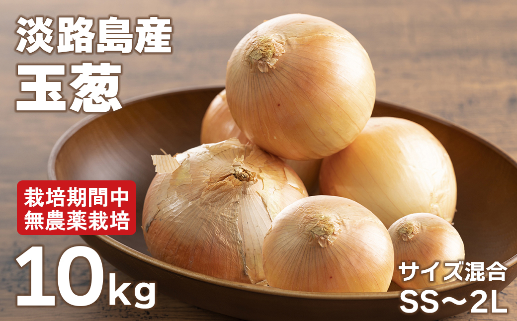 淡路島玉葱 10kg 【栽培期間中、無農薬栽培】サイズ混合SS～