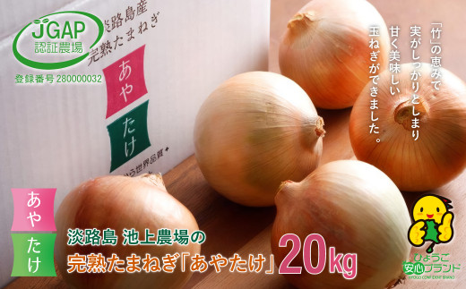 淡路島　池上農場の完熟たまねぎ「あやたけ」20kg　　[玉ね