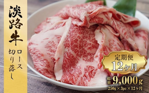【定期便12ヶ月】 淡路牛 ロース切り落し 750g (250g×3パック)