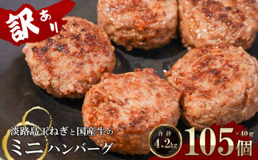 訳アリ 淡路島玉ねぎと国産牛のミニハンバーグ4.2kg　40ｇ×1