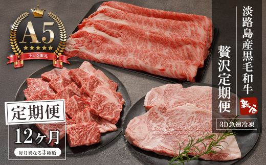 【定期便12ヶ月】【A5ランク限定】淡路島産黒毛和牛 贅沢定
