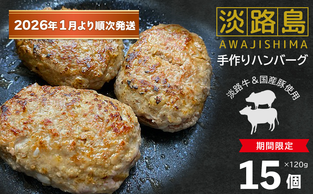 【数量限定】淡路島手作りハンバーグ 15個【2026年1月より順