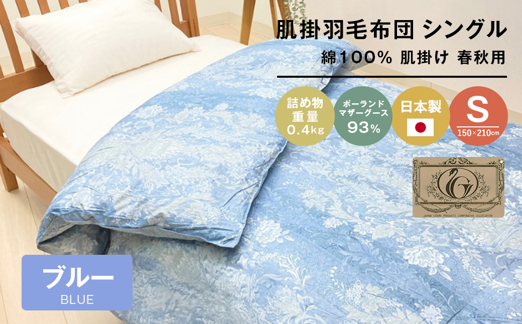 ポーランドマザーグース93％ 80超長綿 肌掛羽毛 400g SL 80マザ