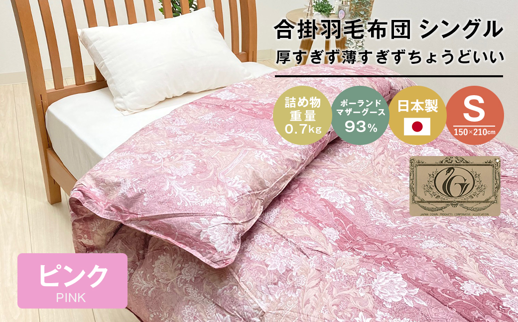 ポーランドマザーグース93％ 80超長綿 合掛羽毛 700g SL 80マザ