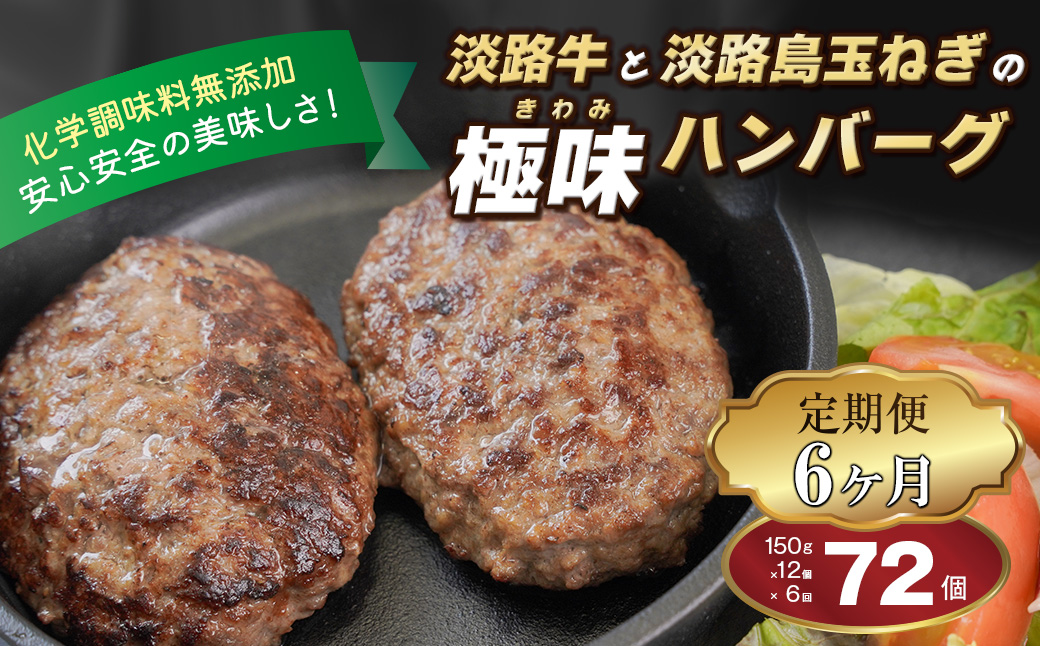 【定期便6ヶ月】淡路島 極味ハンバーグ 150g×12個　　[牛肉10