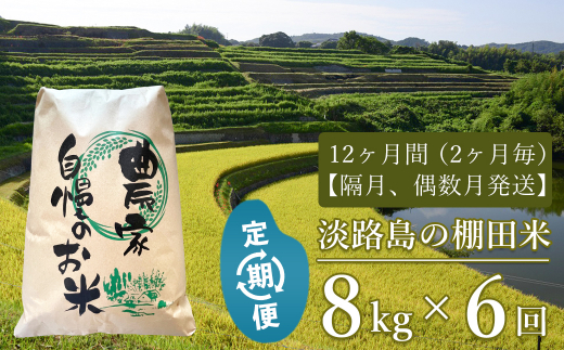 【定期便】淡路島の棚田米 ８kg×６回（隔月、偶数月中旬発