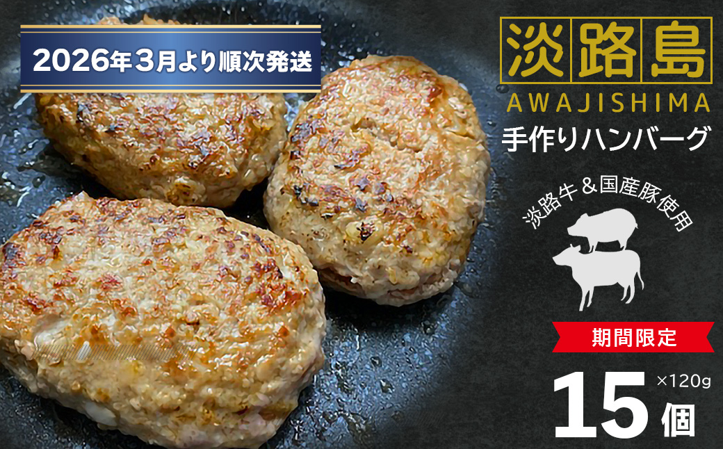 【数量限定】淡路島手作りハンバーグ 15個【2026年3月より順