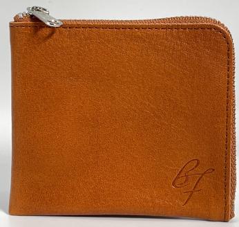 F-57　コインケース（本ヌメ革）キャメル×レッド　＊「本物」の革の質感がここにあります。