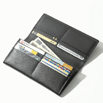 J-48　サフィアーノ二つ折り長財布　ブラック