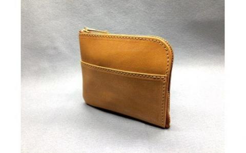 J-36 Ｌ型ミニウォレット（財布）【牛革（ブライドルレザー）】キャメル