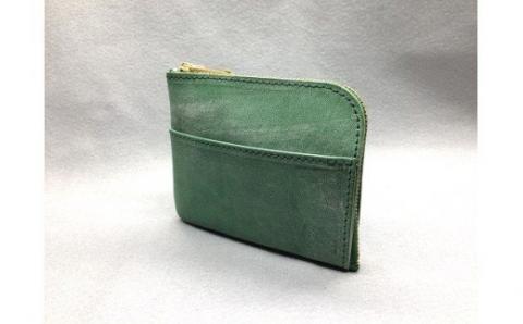 J-36 Ｌ型ミニウォレット（財布）【牛革（ブライドルレザー）】グリーン