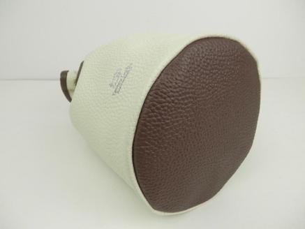 F-58　本革巾着バッグ※オフホワイト／ブラウン