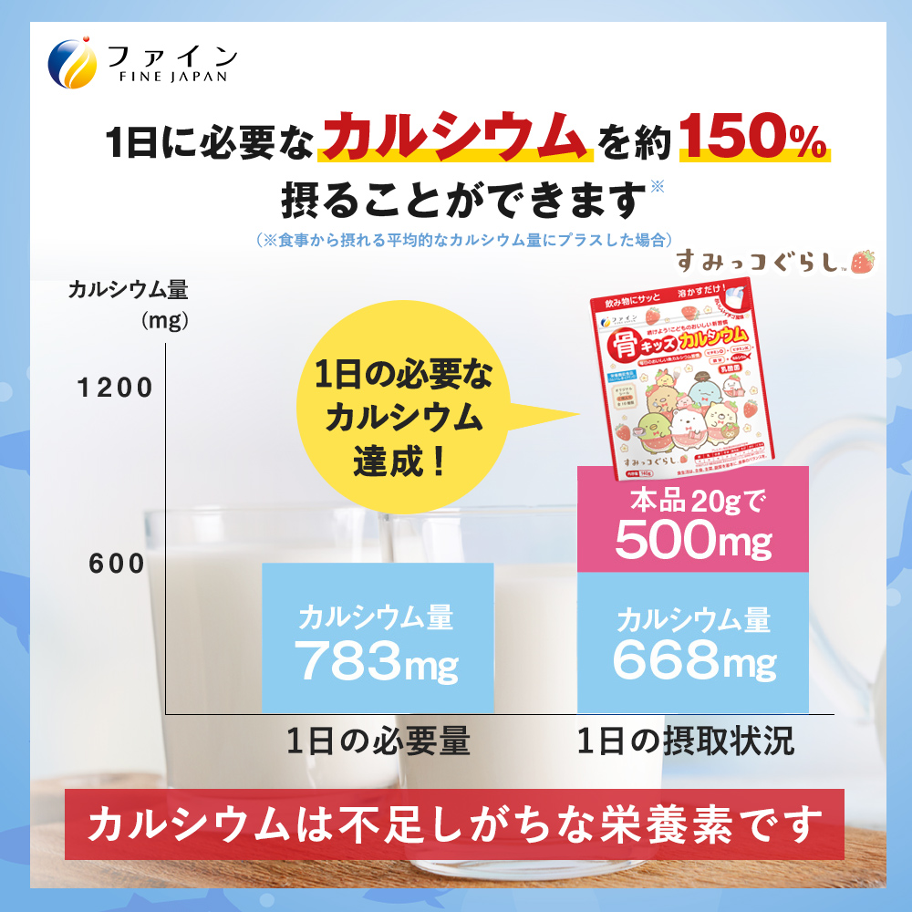 F-44　骨キッズカルシウム イチゴ風味(すみっコぐらしパッケージ)×10個セット