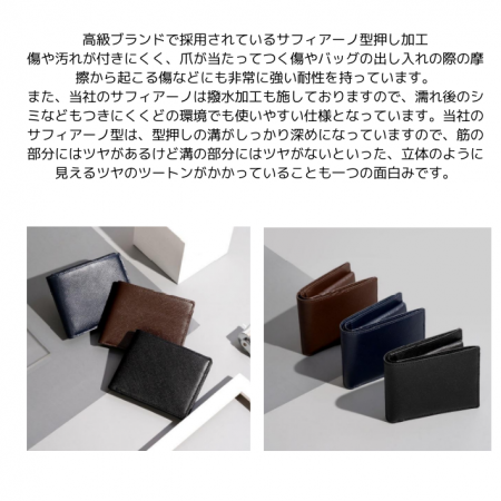 J-56　サフィアーノ二つ折り財布　4AP-3488-S　ネイビー