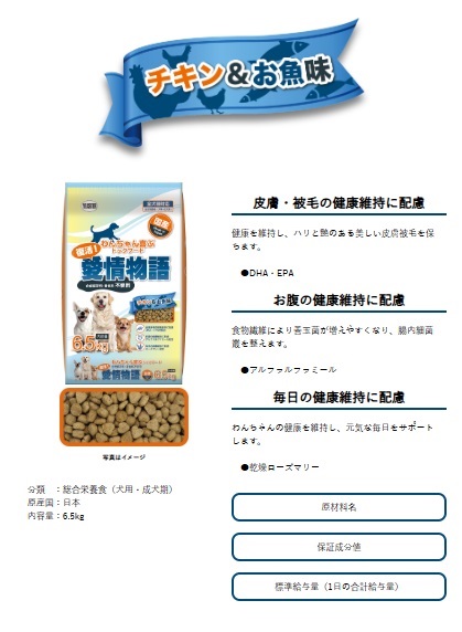 H-239　【ドッグフード】復活！愛情物語 チキン＆お魚　6.5kg