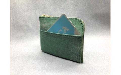 J-36 Ｌ型ミニウォレット（財布）【牛革（ブライドルレザー）】グリーン