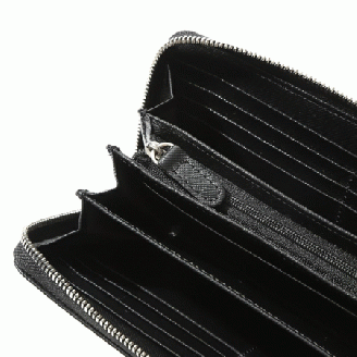 I-19　サフィアーノラウンド長財布　ブラック