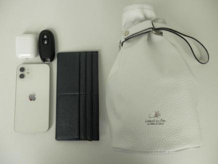 I-20　本革巾着ショルダーバッグ※ホワイト