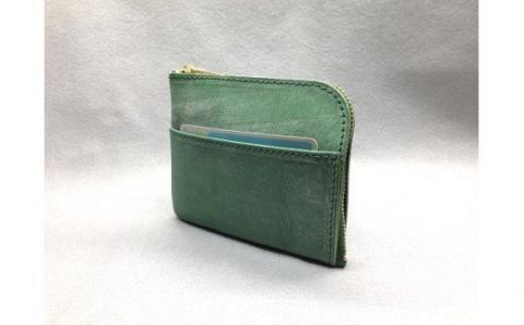 J-36 Ｌ型ミニウォレット（財布）【牛革（ブライドルレザー）】グリーン