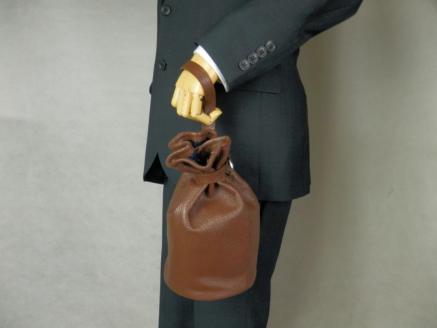 F-58　本革巾着バッグ※ブラウン