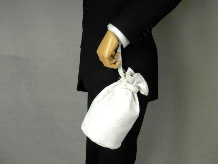 F-58　本革巾着バッグ※ホワイト