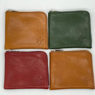 F-57　コインケース（本ヌメ革）キャメル×グリーン　＊「本物」の革の質感がここにあります。