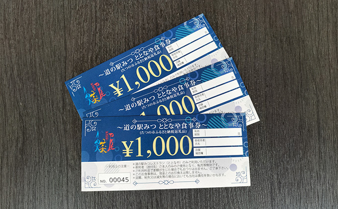 H-200　【お食事券】道の駅みつレストラン「ととなや」3,000円分