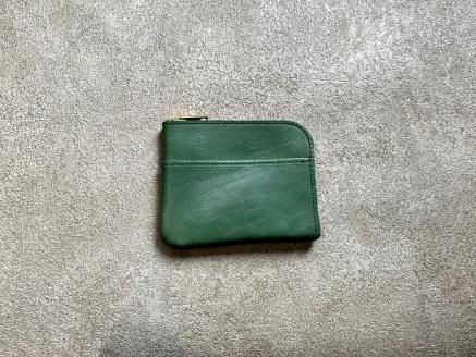 J-36 Ｌ型ミニウォレット（財布）【牛革（ブライドルレザー）】グリーン