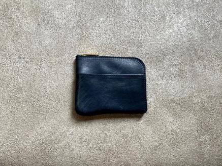 J-36 Ｌ型ミニウォレット（財布）【牛革（ブライドルレザー）】ネイビー