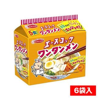H-185　エースコック（袋）ワンタンメン　５食パック×６袋入