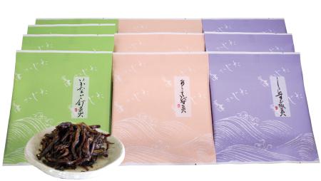F-21 室津かじたの「いかなご釘煮」50g×4袋、「あみえび甘煮」70g×3袋、「しらす山椒煮」70g×3袋