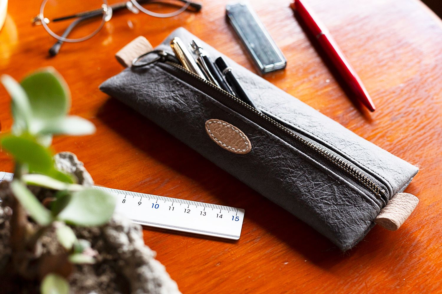 和紙と播州織のフラットペンケース（グレー） HALOP ハロップ  多可町 杉原紙 [1145] グレー