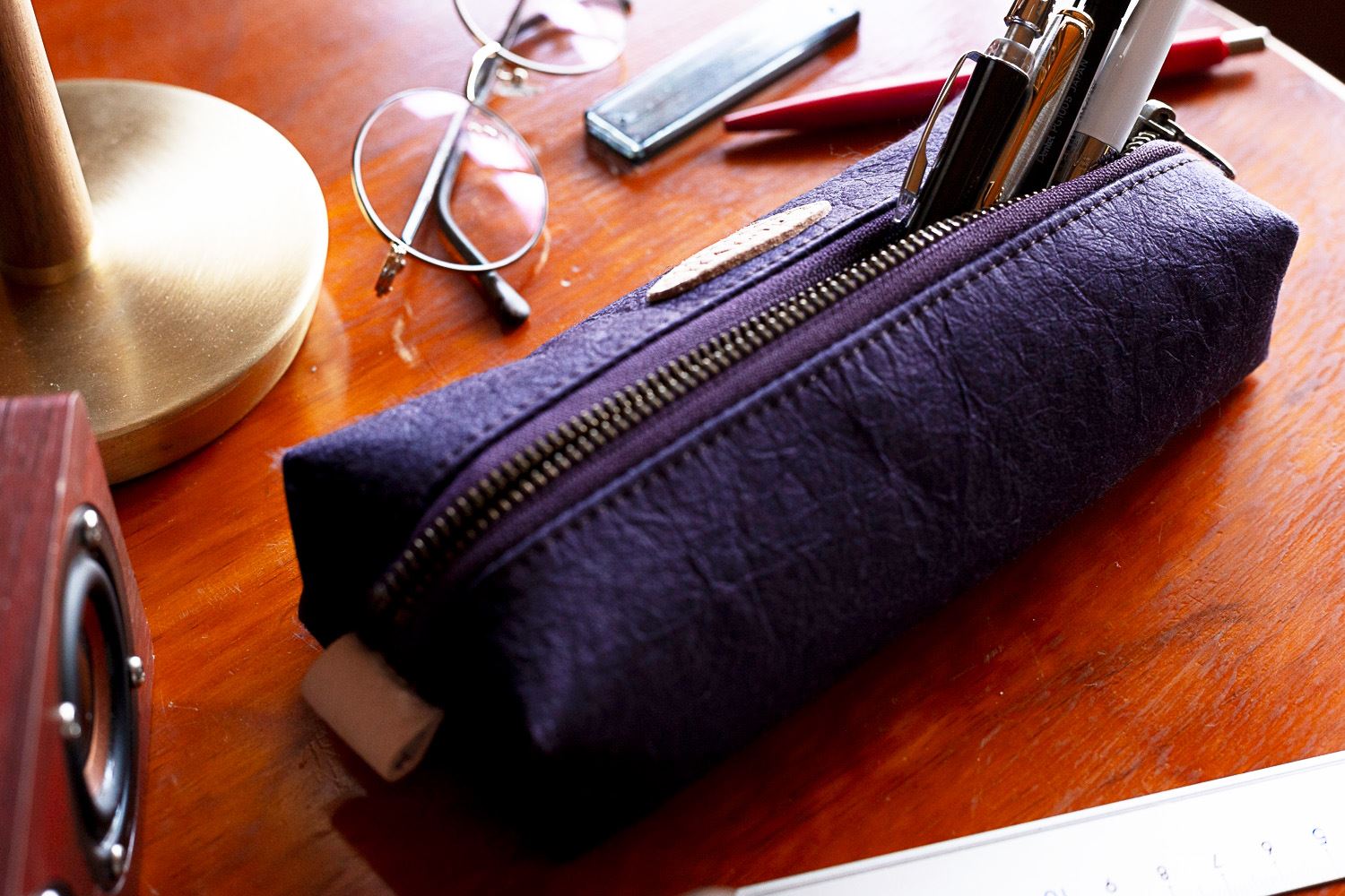 和紙と播州織のペンケース（パープル） HALOP ハロップ  多可町 杉原紙 [1147] パープル