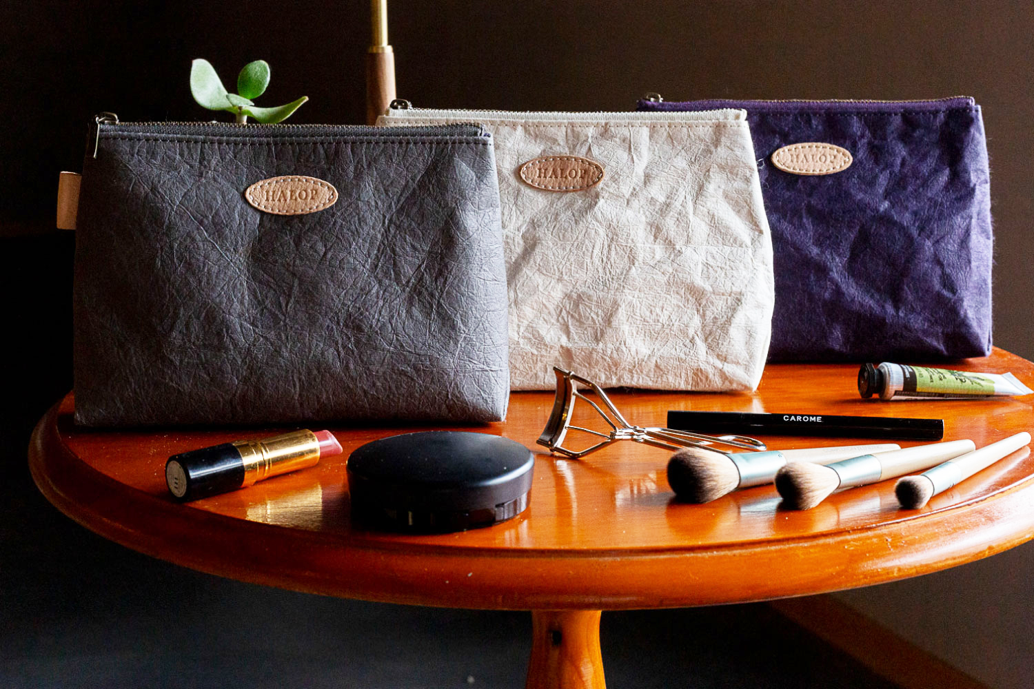 和紙と播州織のガセットポーチ（ホワイト） HALOP ハロップ  多可町 杉原紙 [1140] ホワイト