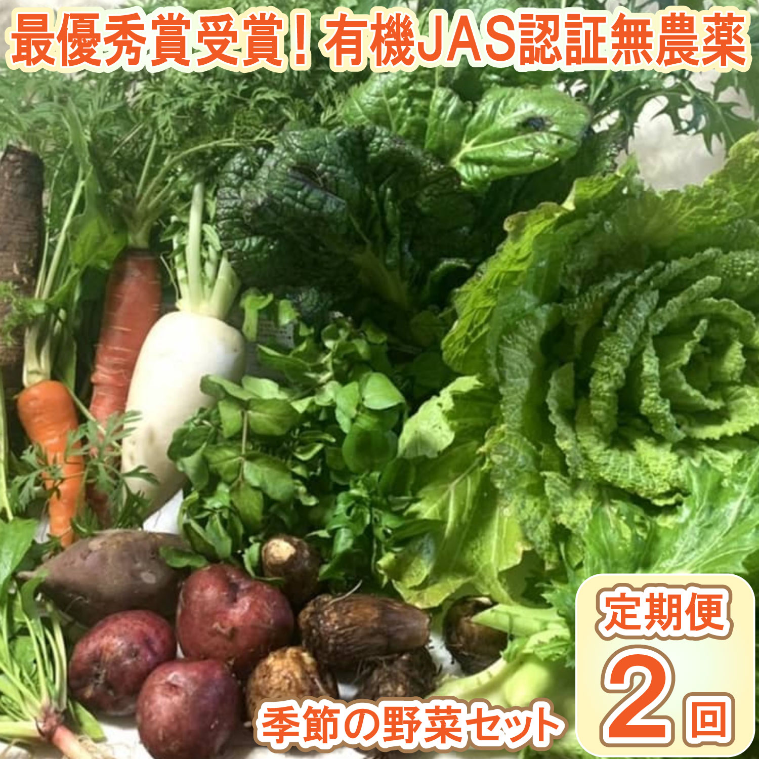 【最優秀賞受賞！甘味＆栄養】有機JAS認証の無農薬、チヨちゃんの野菜２ヶ月定期[953] ２か月定期便