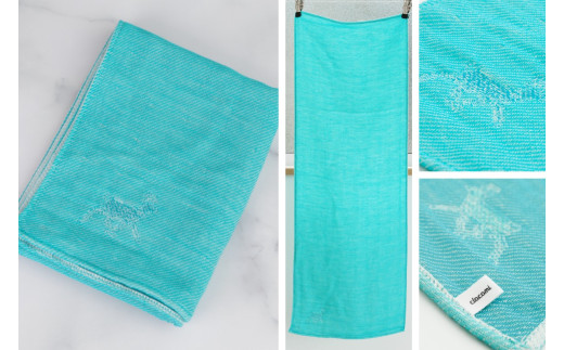 [こなゆき] 3重ガーゼフェイスタオル コバルトブルー 鹿柄(ワンポイント) 夏雪 [1169] コバルトブルー