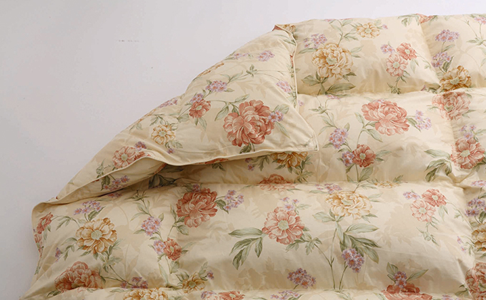 羽毛ふとん仕立て直し（シングルサイズ）ピンク花柄