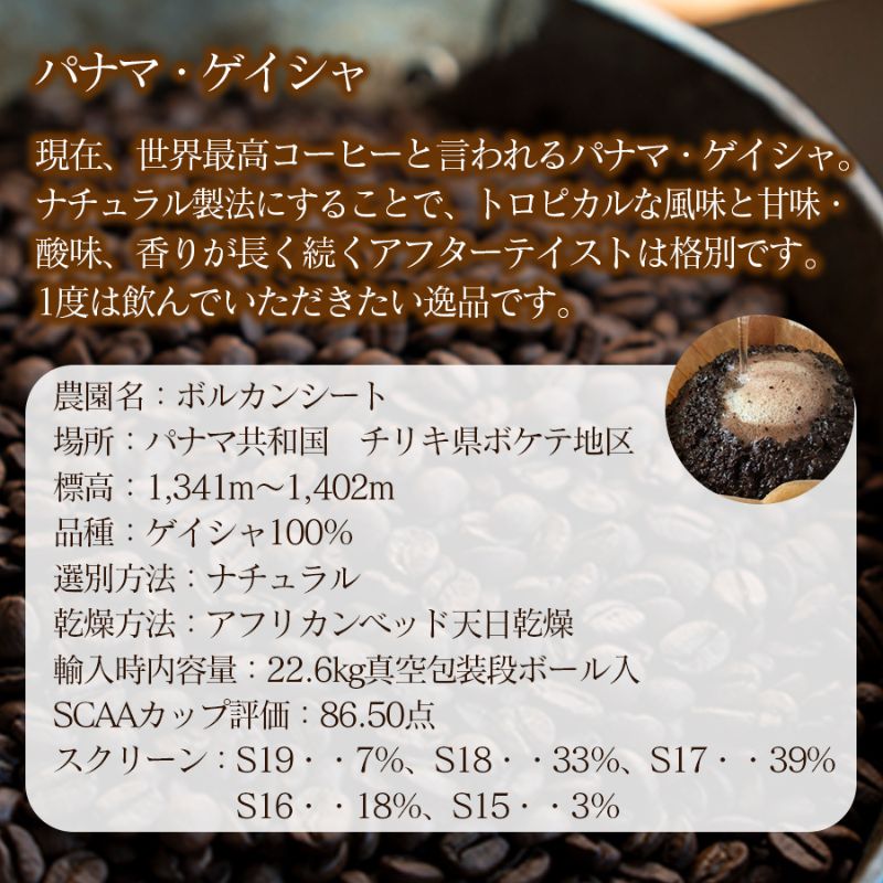 スペシャリティコーヒー（パナマゲイシャ200g）【粉】コーヒー 珈琲 自家焙煎 希少豆 粉