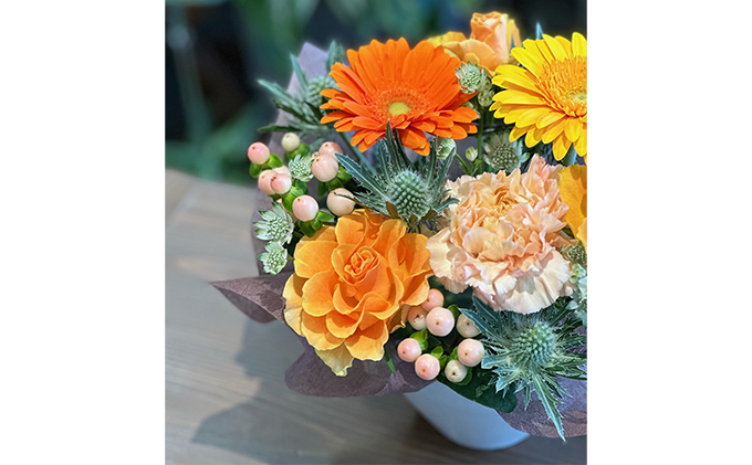 おまかせ フラワーアレンジメント ミニ（ ホワイト×グリーン） 母の日 父の日 ギフト お祝い ホワイト×グリーン