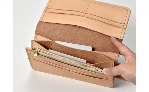 本革 手縫いウォレット日本製 レザー 革製品 高級 Bliss ピット鞣し WH-15 キャメル キャメル