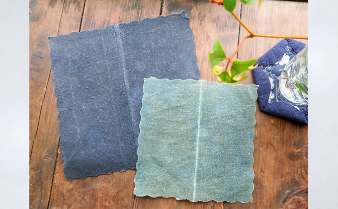 藍染草木染エコラップ2枚セット（S，M) 藍染セット 藍染セット