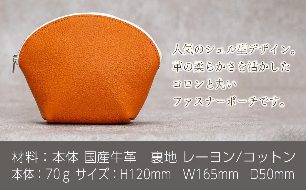 本革 ラウンドポーチ 日本製 レザー 革製品 ポーチ 化粧ポーチ 旅行 トラベル 出張 Liete vivid オレンジ オレンジ