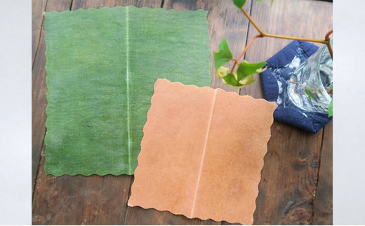 藍染草木染エコラップ2枚セット（S，M) たんがら染、藍×かりやす染セット たんがら染、藍×かりやす染セット 茶色、緑セット