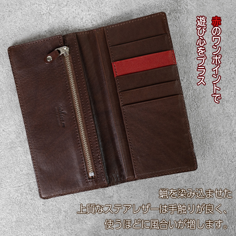 長財布 Andy 日本製 革製品 本革 レザー 手作り ブラウン ブラウン