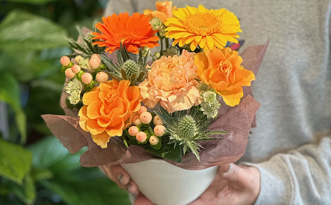 おまかせ フラワーアレンジメント ミニ（ピンク×ヴァイオレット） 母の日 父の日 ギフト お祝い ピンク×ヴァイオレット